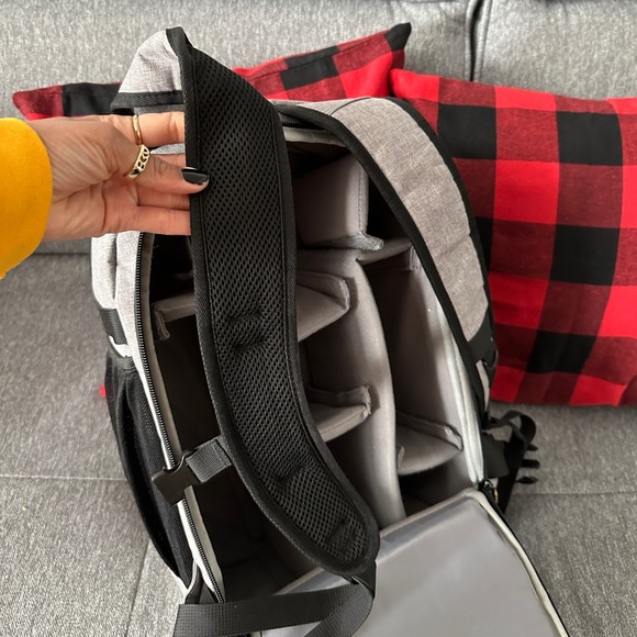 Light Gray Camera Backpack with Padded Interior main image 15